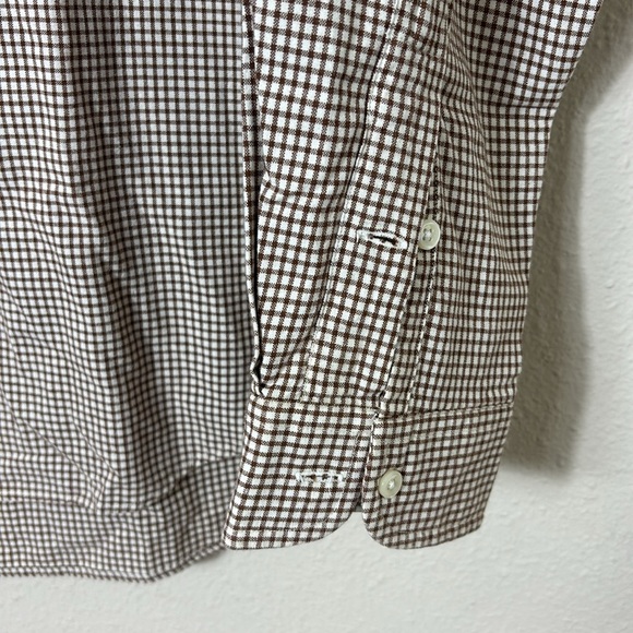 Ralph Lauren Blaire 100% Cotton Gingham Brown White Button Down Shirt size L - Picture 5 of 9